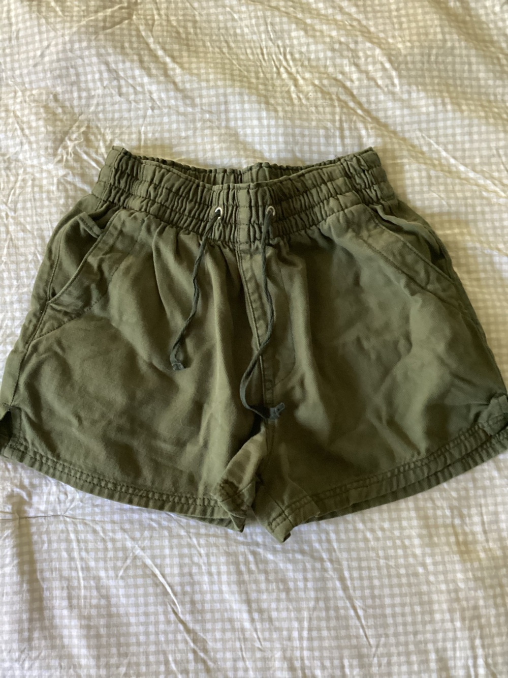 Kensie Olive Green Drawstring Athletic Shorts